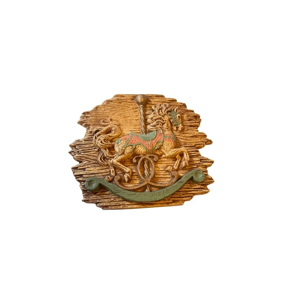Vintage Carousel Horse Wall Decor Ceramic Plaque 1990‎ baby nursery